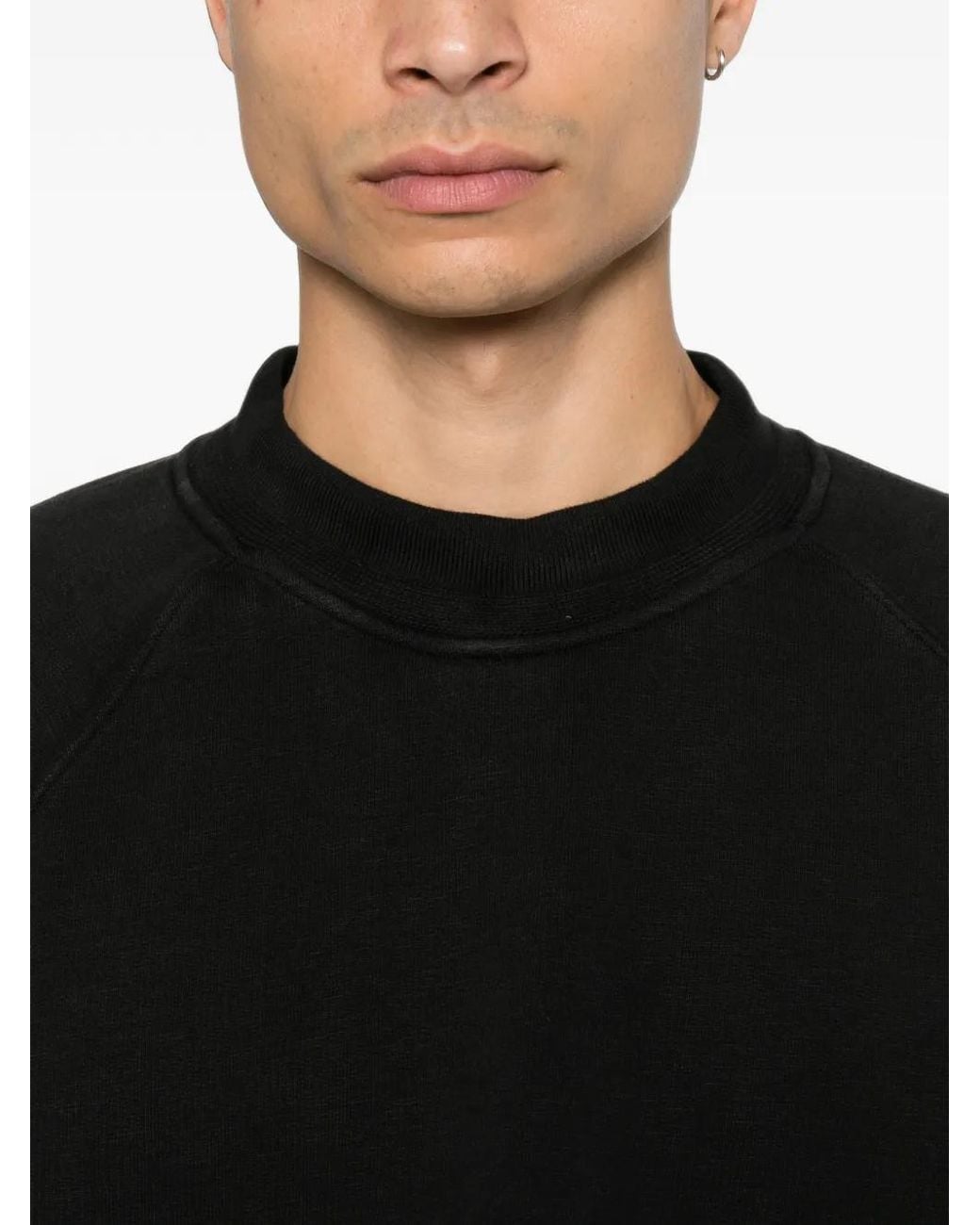 Stone Island Black Oversized Cotton Crew-Neck Sweatshirt With A Logo Badge On The Left Sleeve for men