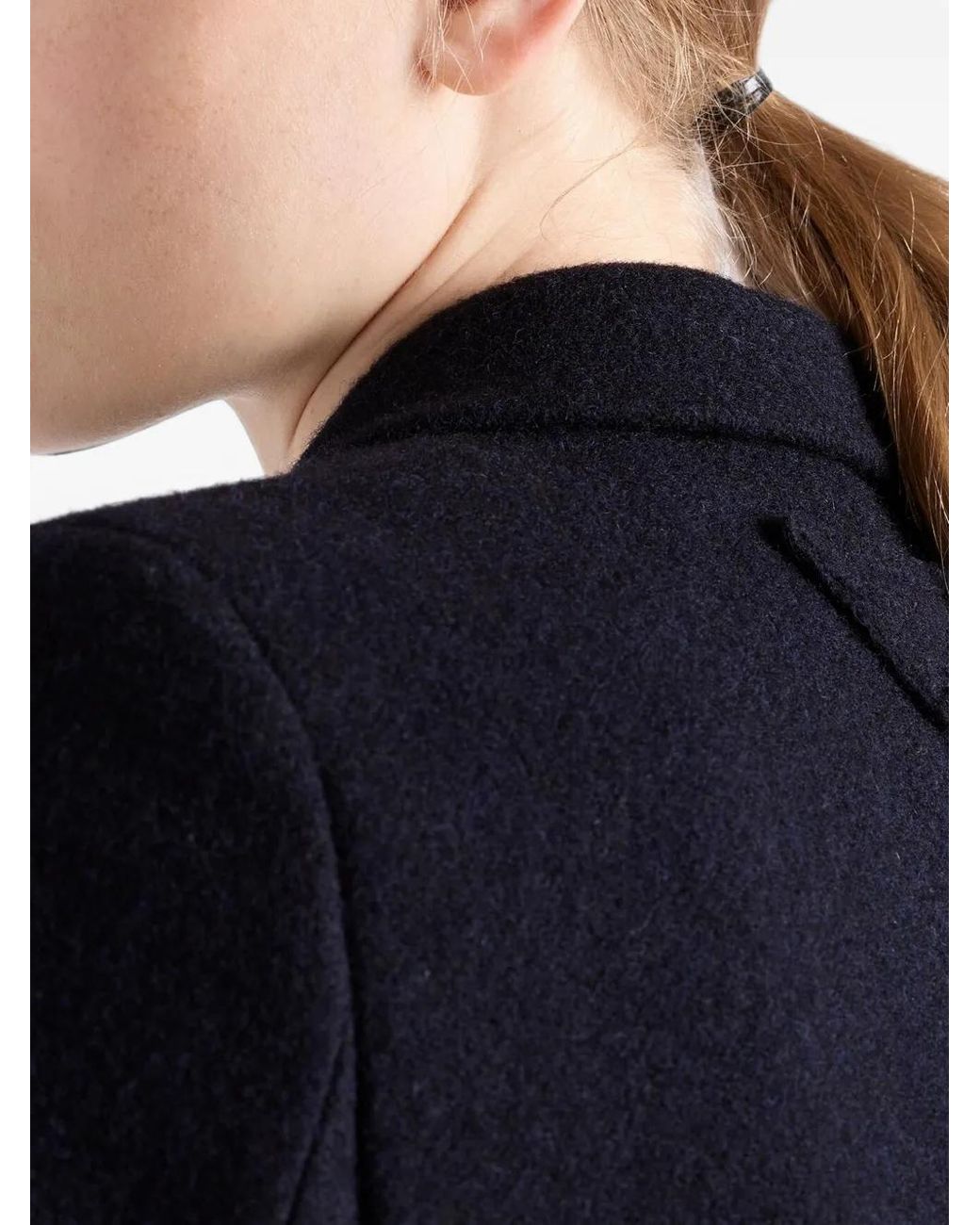 Prada Blue Double-Breasted Shetland-Wool Coat