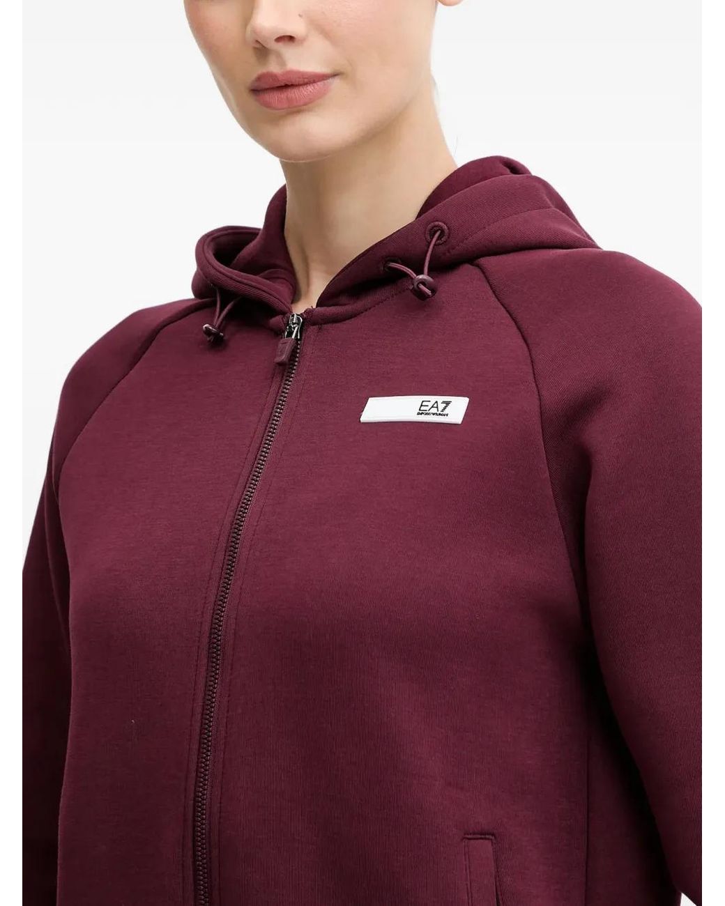 EA7 Purple Zip Hooded Top