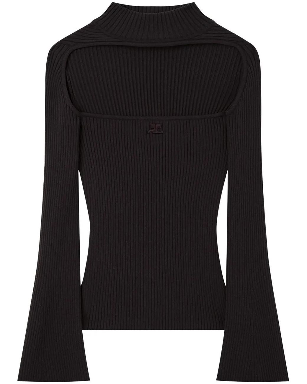 Courreges Black Cut-Out Ribbed Jumper