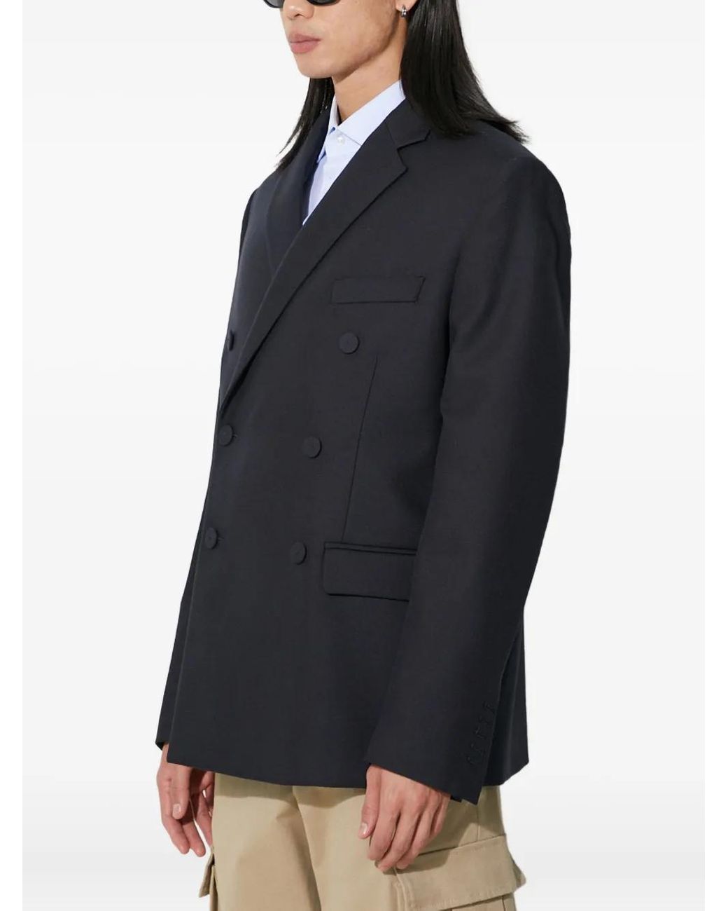 424 Black Double-Breasted Wool Jacket for men