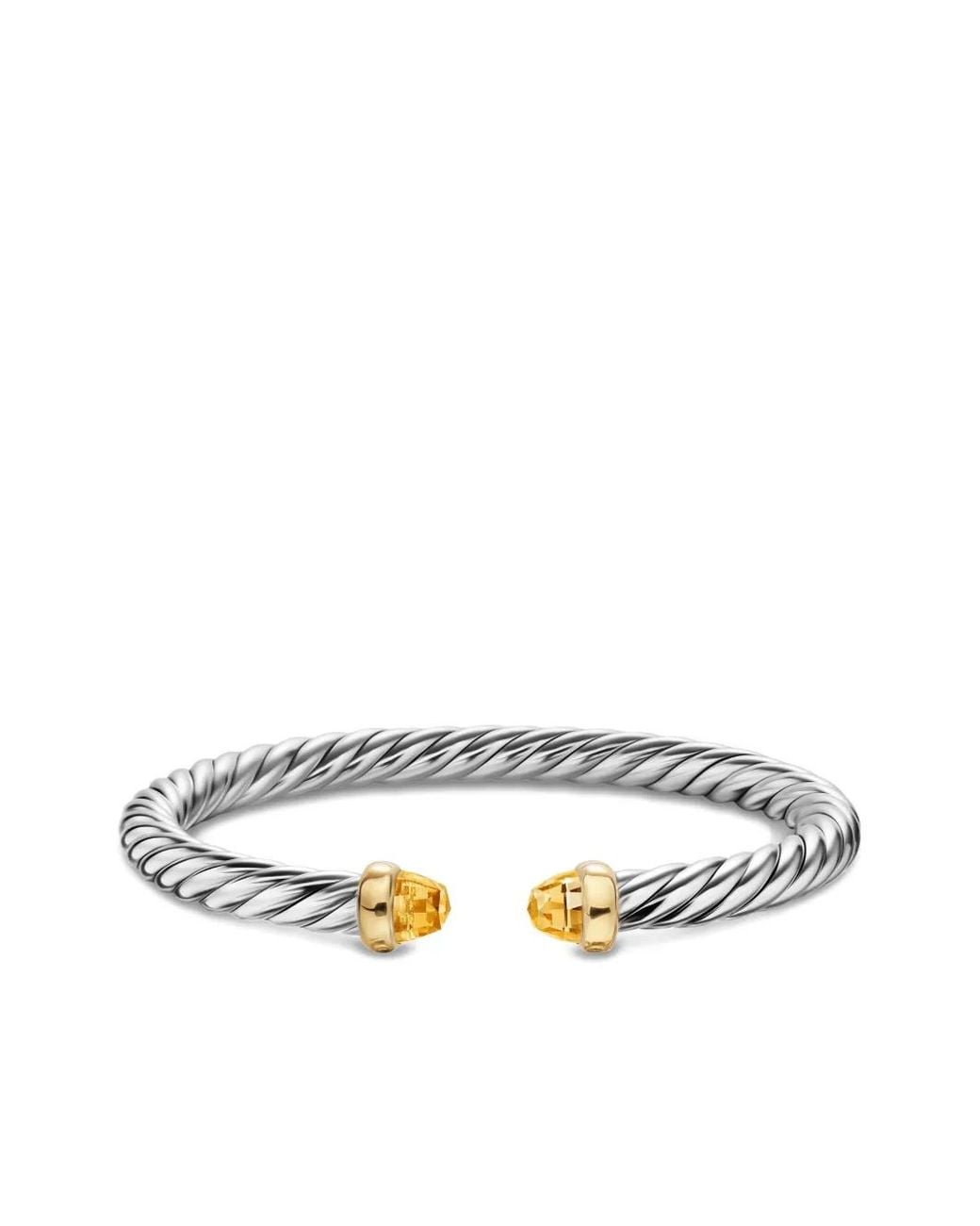 David Yurman White Sterling/14K Cable Flex Citrine Bracelet