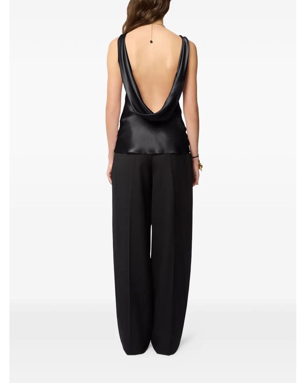 Nina Ricci Black Drapped Satin Top