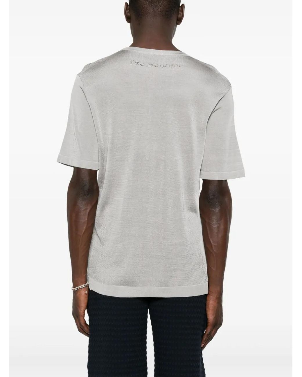 Isa Boulder Gray Fine-Knit T-Shirt for men
