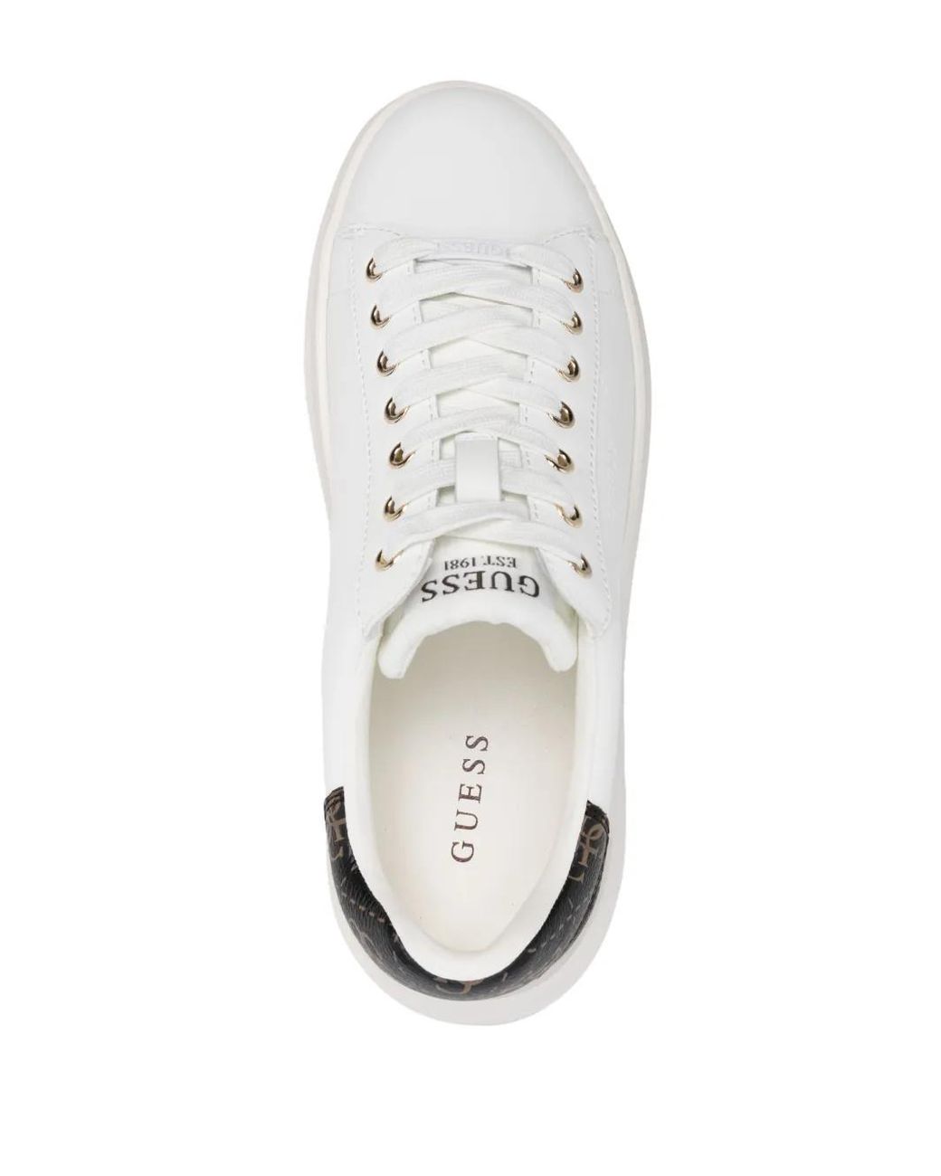Guess White Elbina Genuine Leather Sneakers