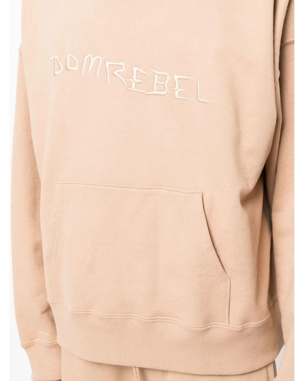 DOMREBEL Natural Caveman Embroidered Cotton Hoodie for men