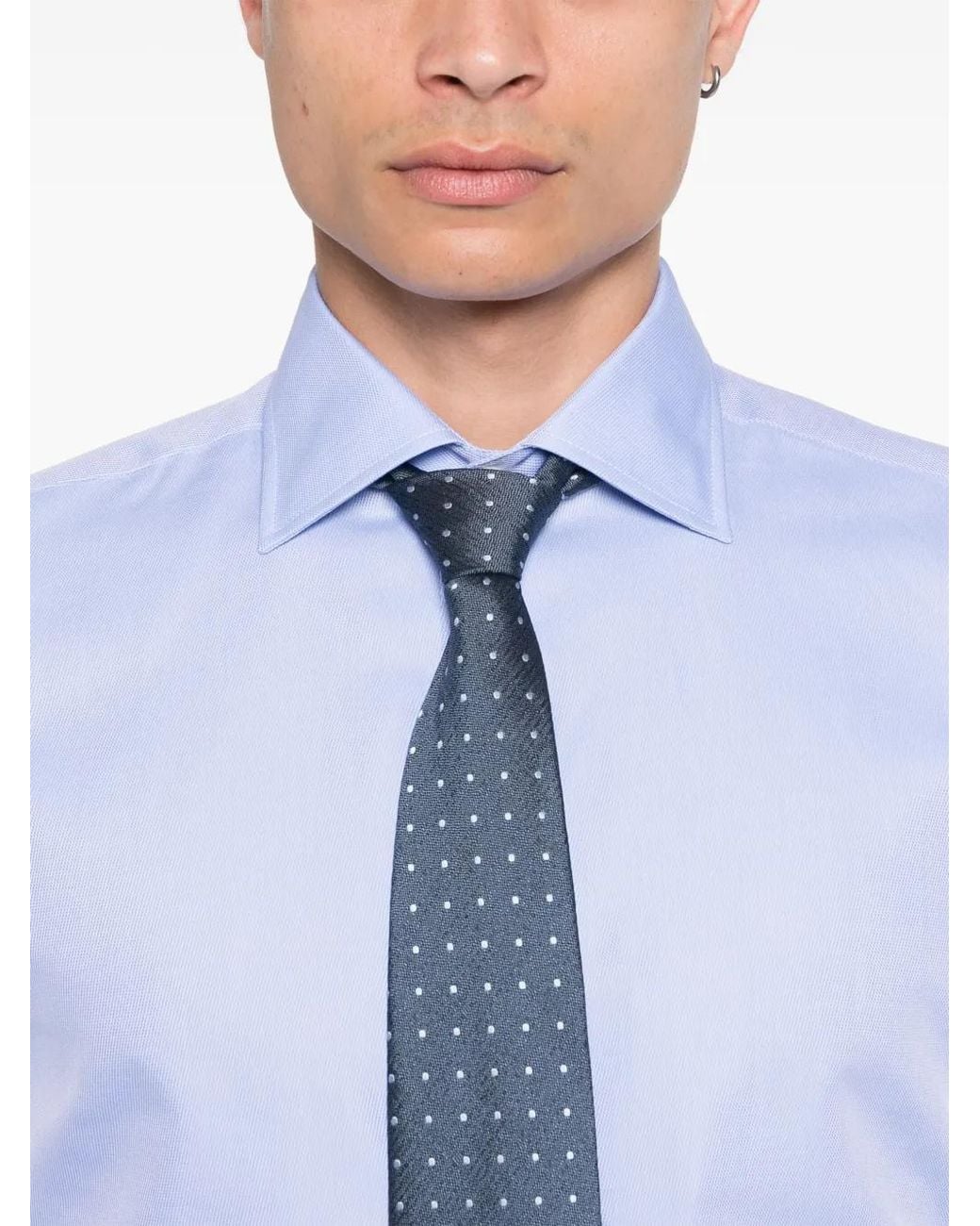 Camisa en jacquard Canali de hombre de color Blue