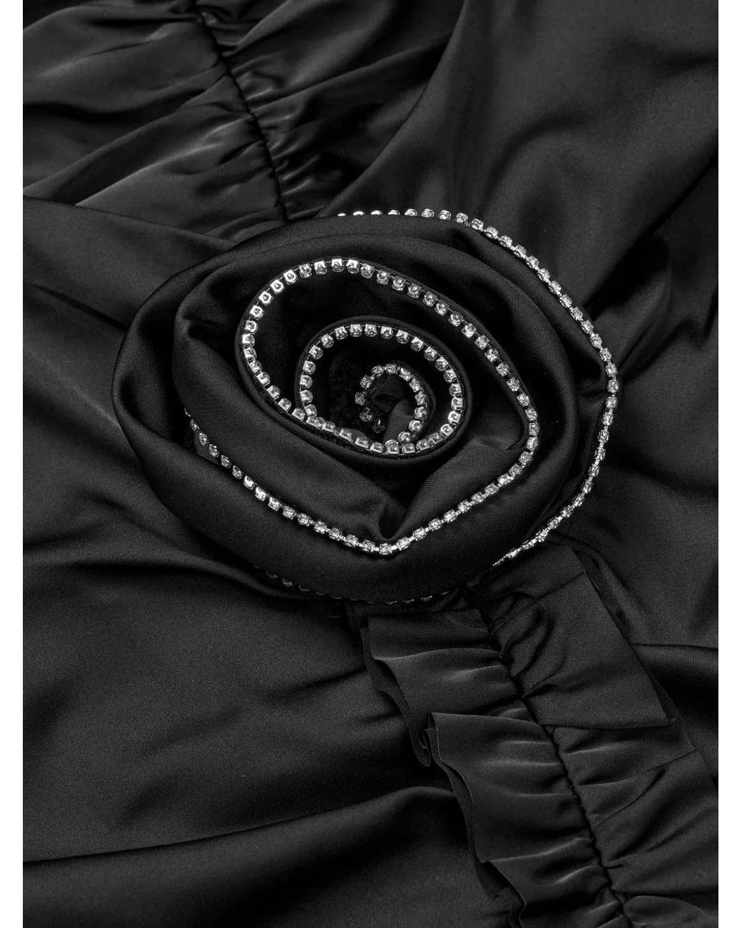 ROTATE BIRGER CHRISTENSEN Black Ruched Rose Slipdress