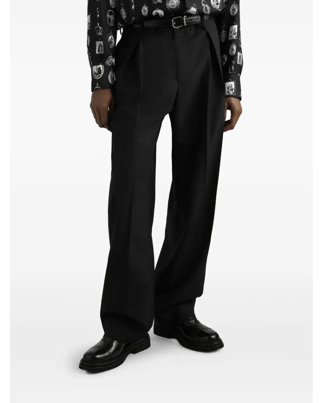 Dolce & Gabbana Black Pleat-Detail Trousers for men