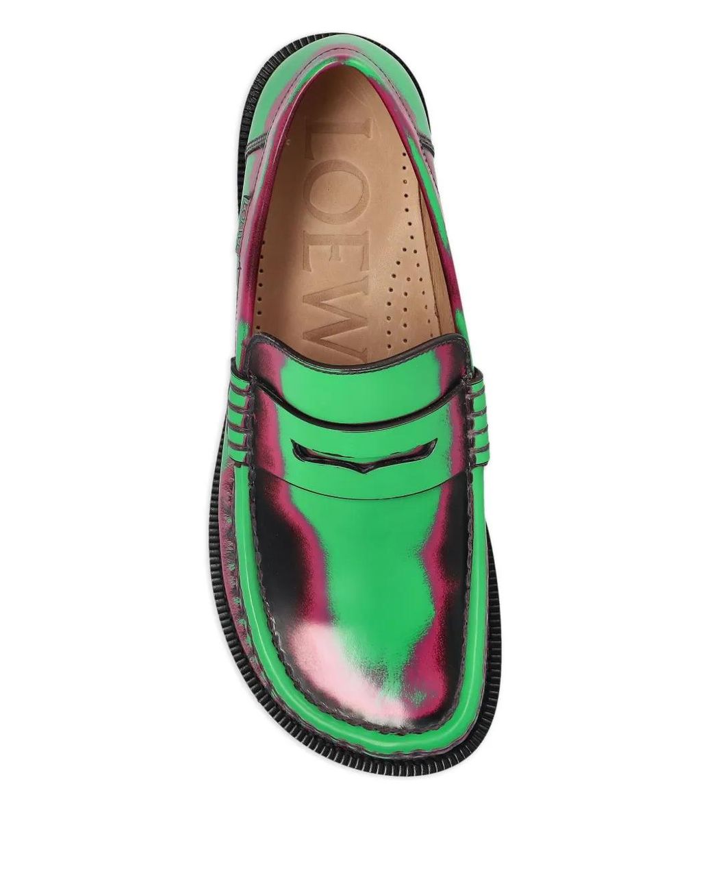 Loewe Green Gebürstete Campo Loafer