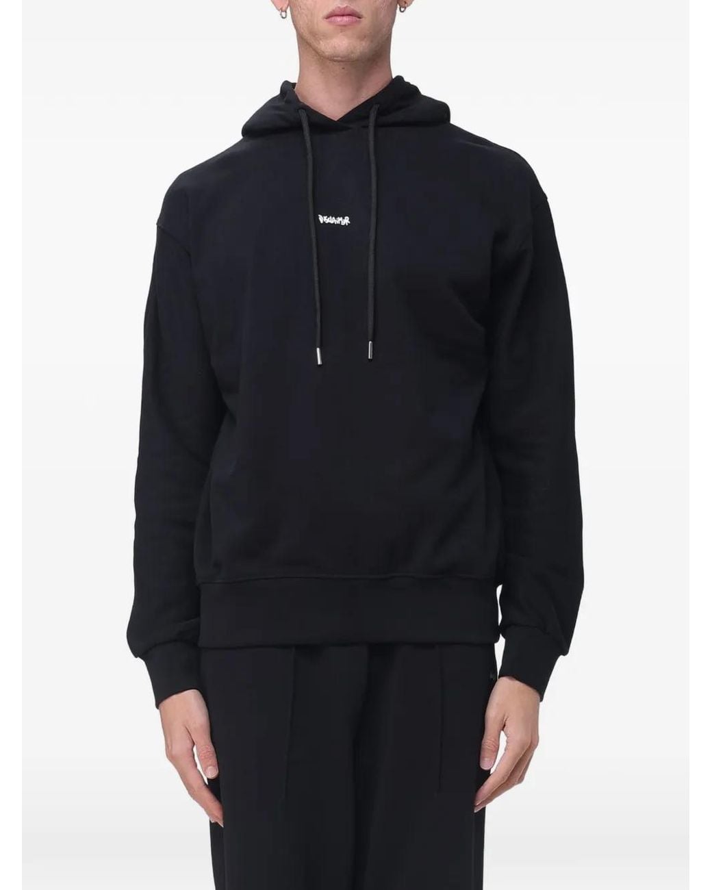 DISCLAIMER Blue Graffiti-Print Cotton Hoodie for men