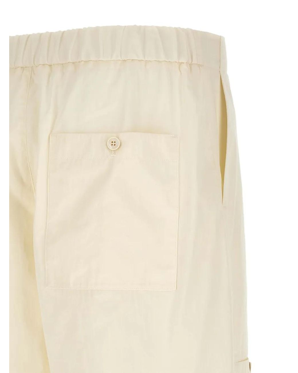 Jil Sander White Cotton Poplin Cargo Pants for men