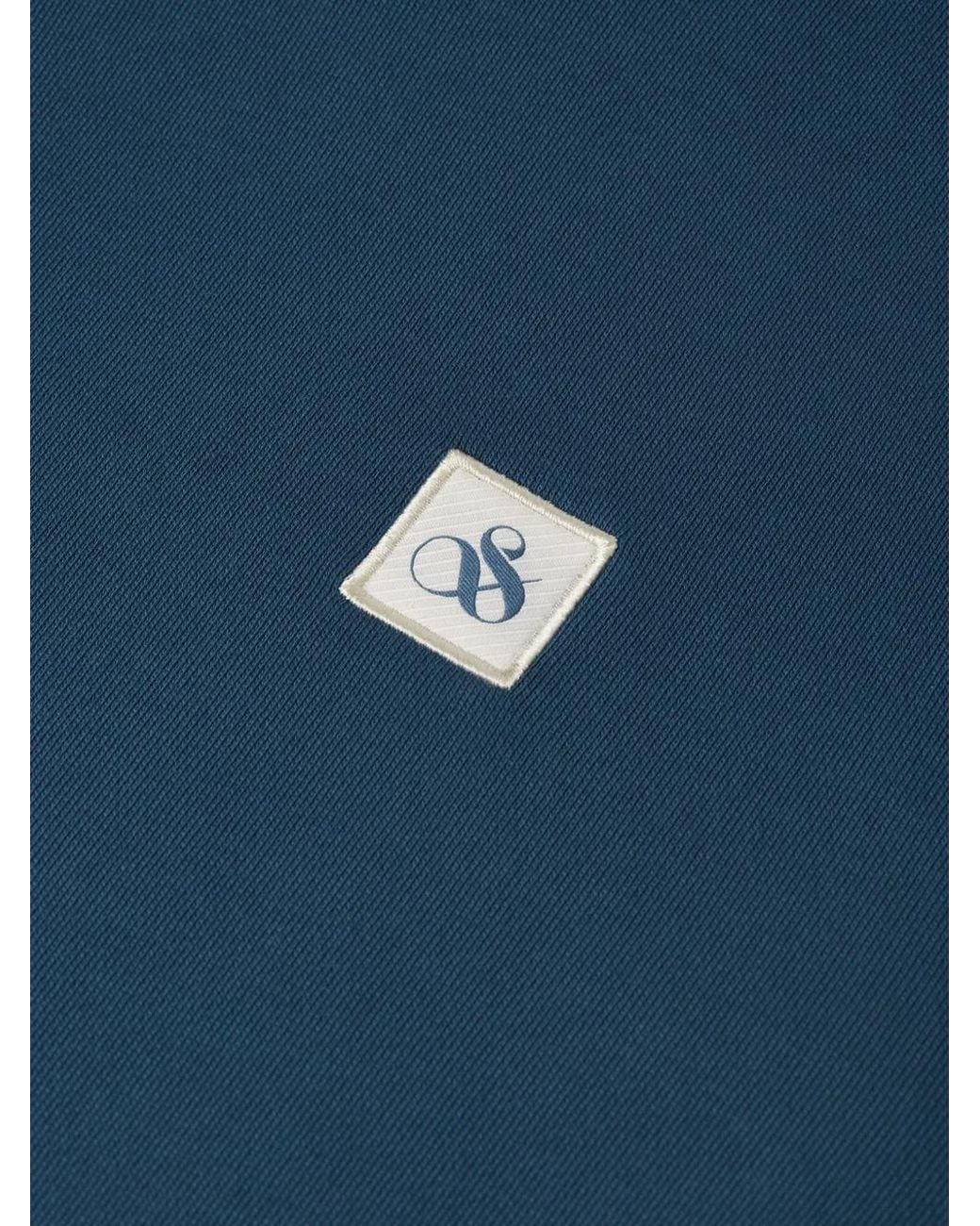 Scotch & Soda Blue Logo-Patch Drawstring Hoodie for men