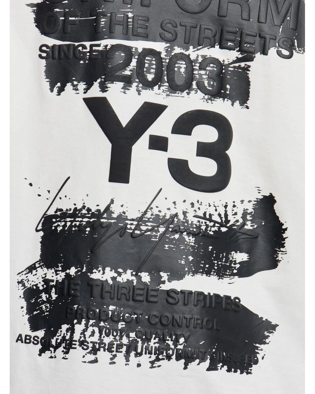 Y-3 White Logo-Print T-Shirt for men