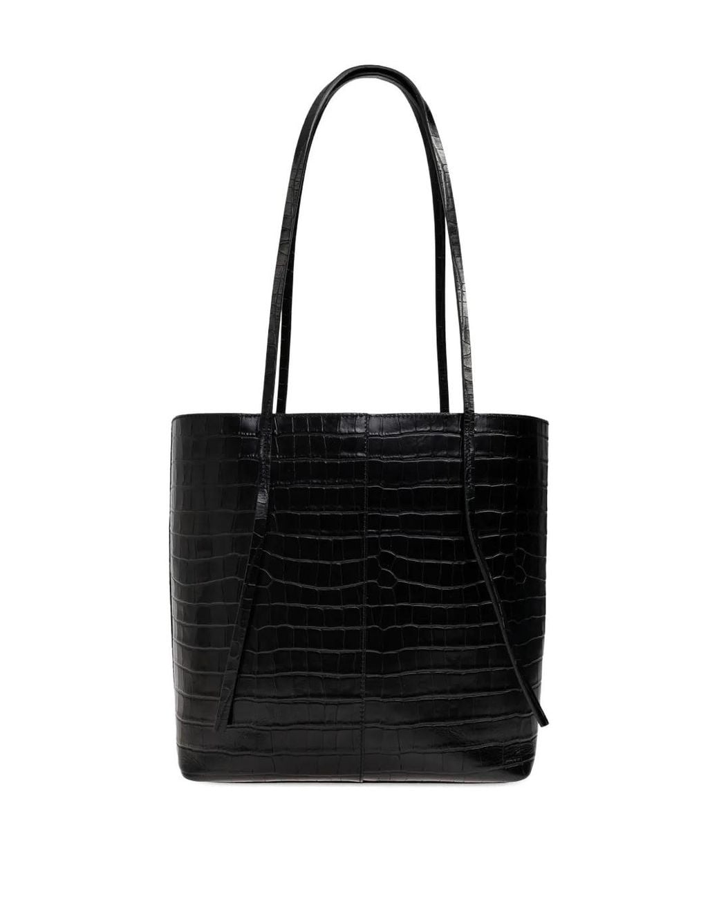 By Malene Birger Black Abilso Croc-Embossed Tote Bag