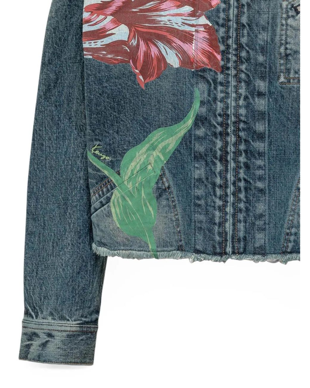 KENZO Blue Veste En Jean Tulip À Fleurs