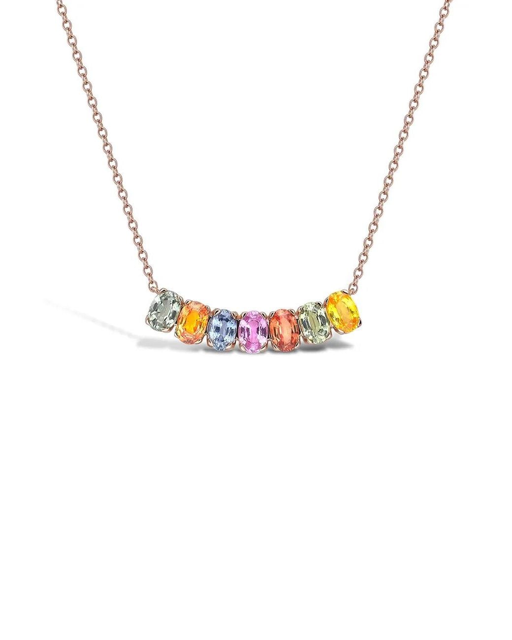 Pragnell Metallic 18Kt Rose Fancy Sapphire Line Pendant Necklace