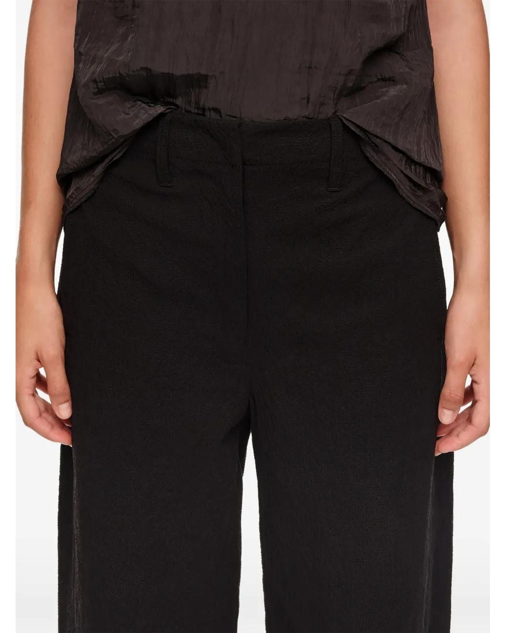 Bimba Y Lola Black Cotton And Linen Barrel-Leg Trousers