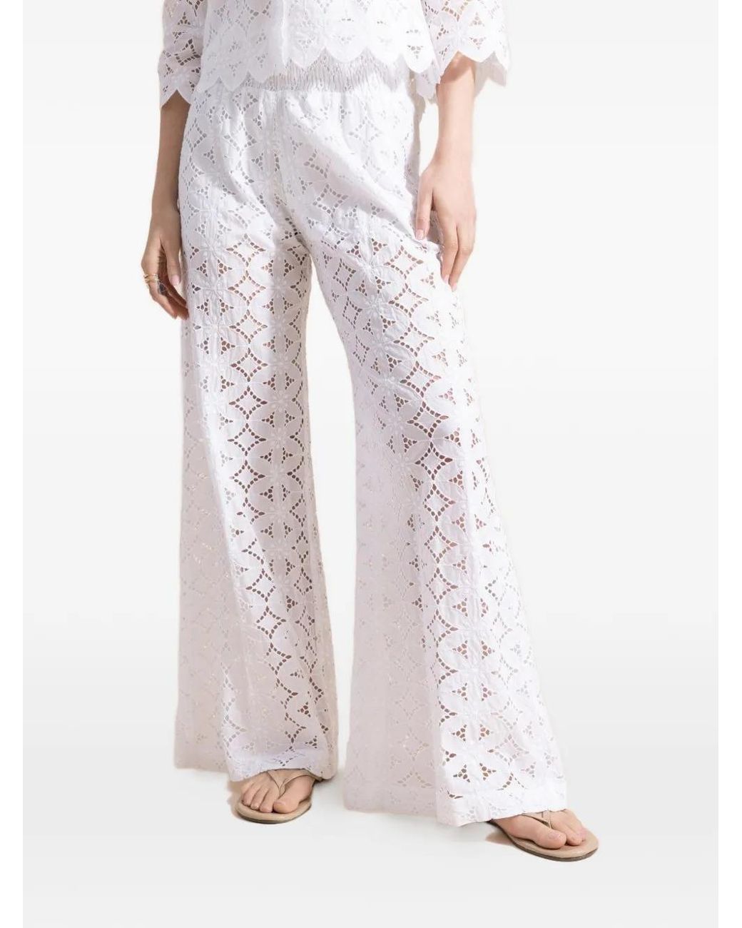 Temptation Positano White Coriandolo Openwork Trousers