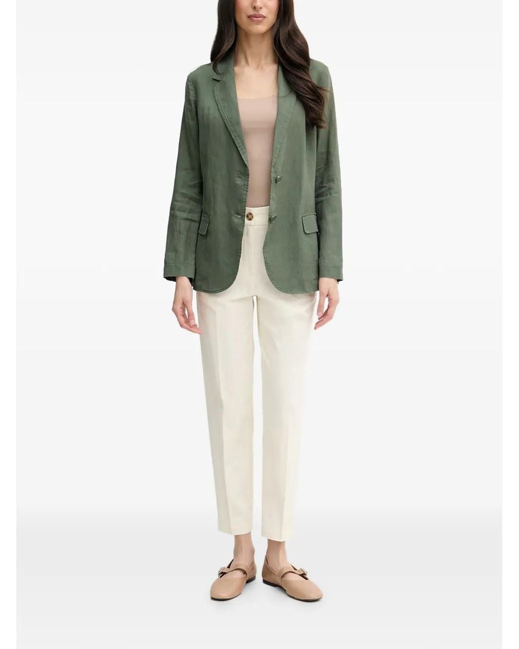 Benetton Green Veste À Boutonnière Et Revers Crantés