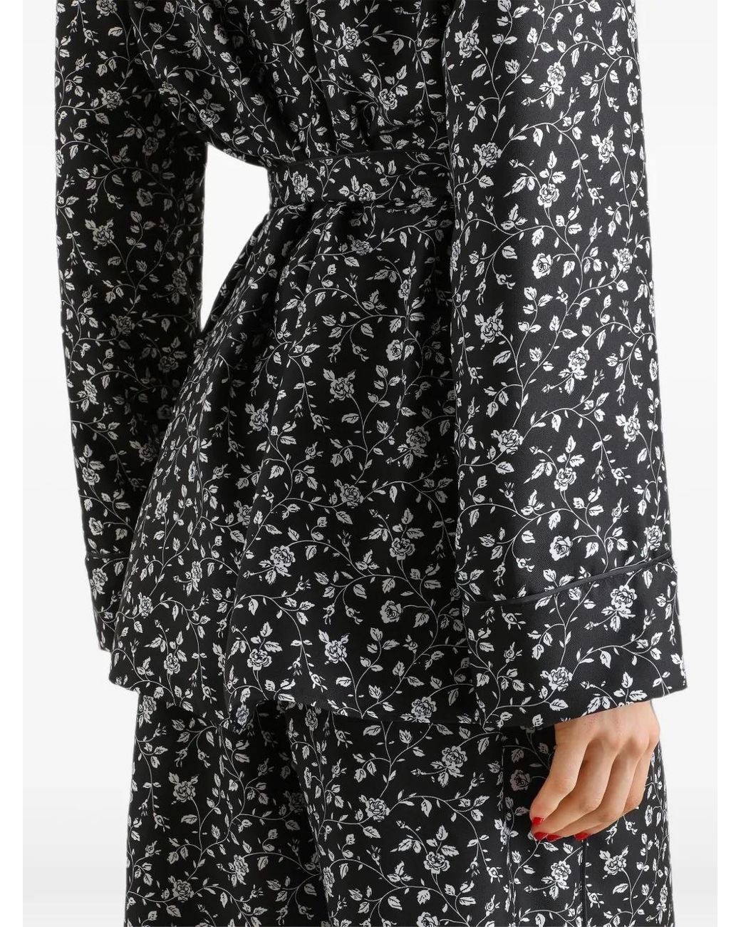 Dolce & Gabbana Black Roses And Lilies Of The Valley-Print Twill Shirt