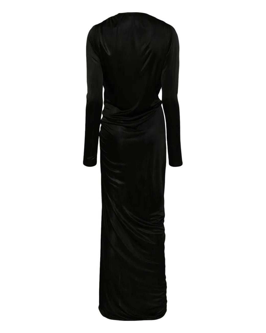 Atlein Black Gathered Wrap Gown