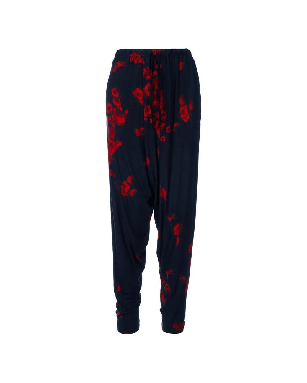 Tessitura Blue Poppies Folds Low-Crotch Floral-Print Trousers
