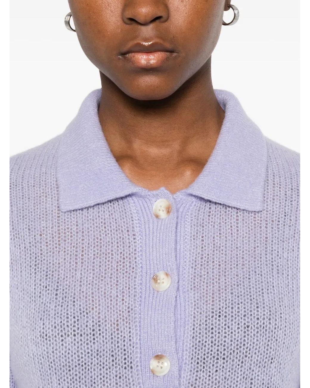Lisa Yang Purple Masy Buttoned Polo Top