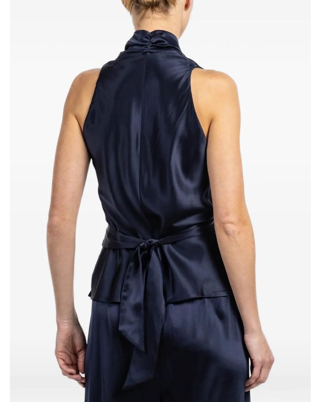 Peter Cohen Blue Wrap Tie Top