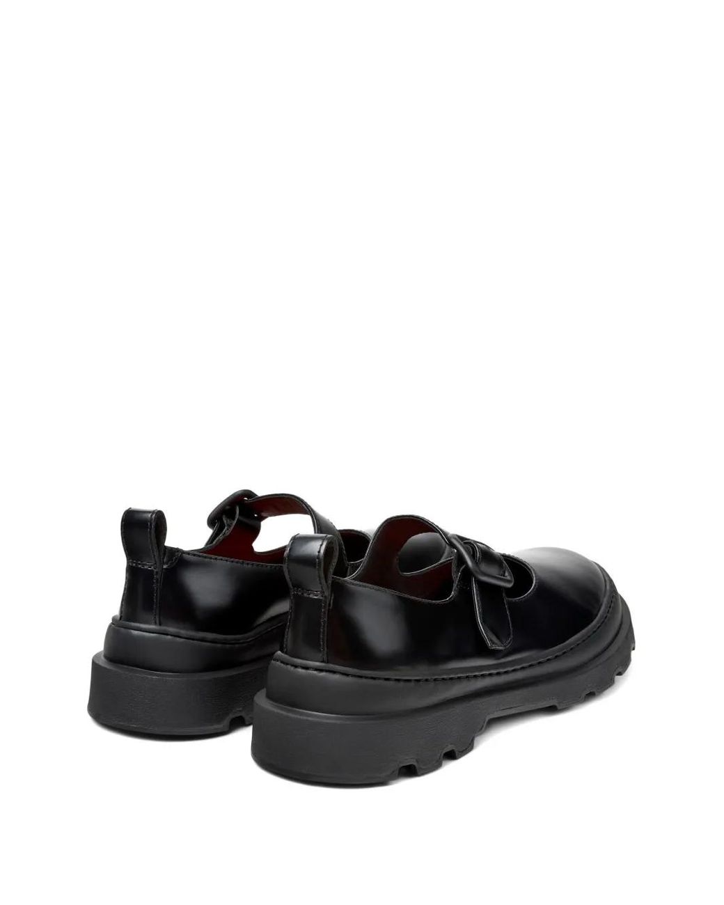 Camper Black Buckle-Strap Leather Loafers