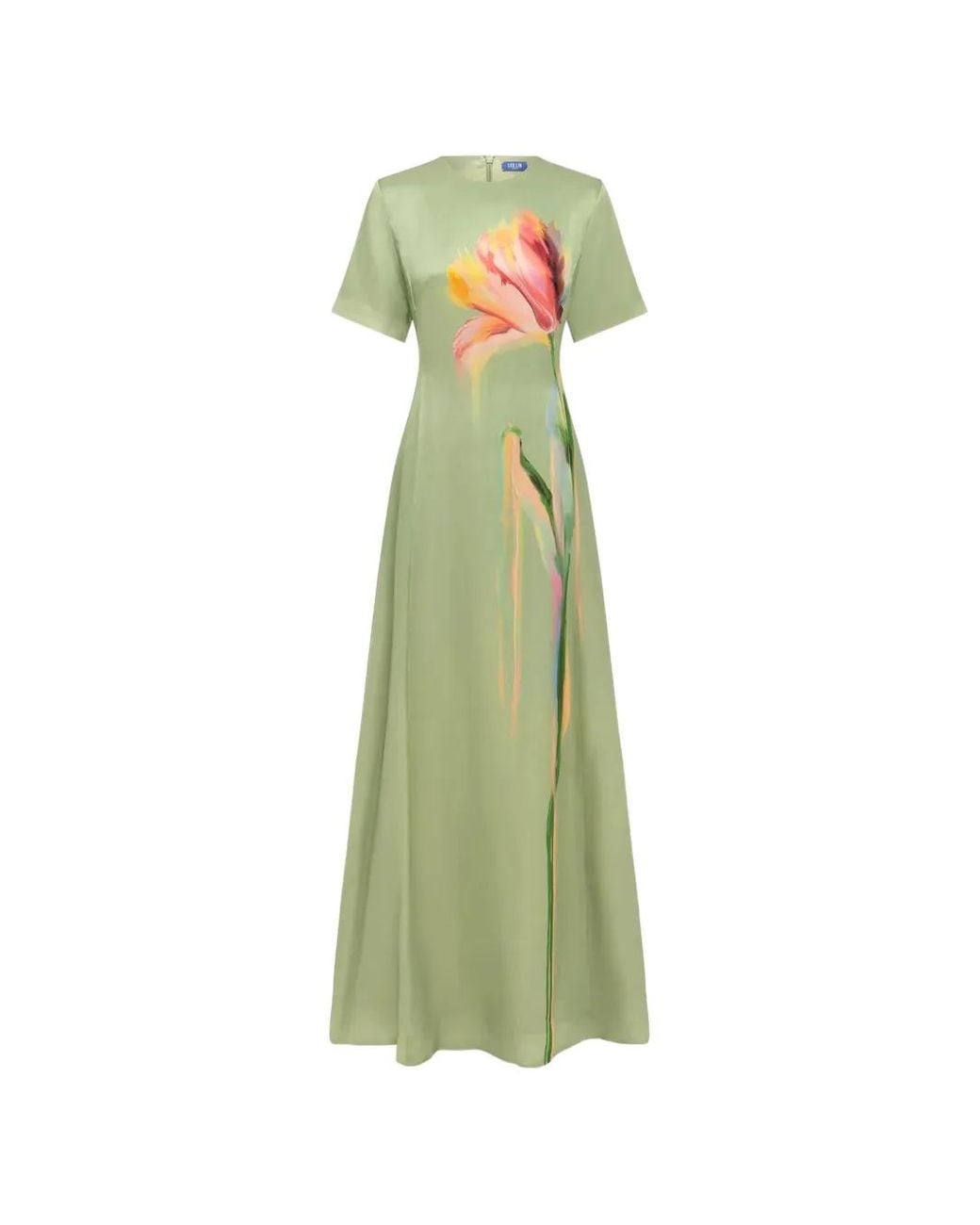 LEO LIN Green Alice Tulip-Print Maxi Dress