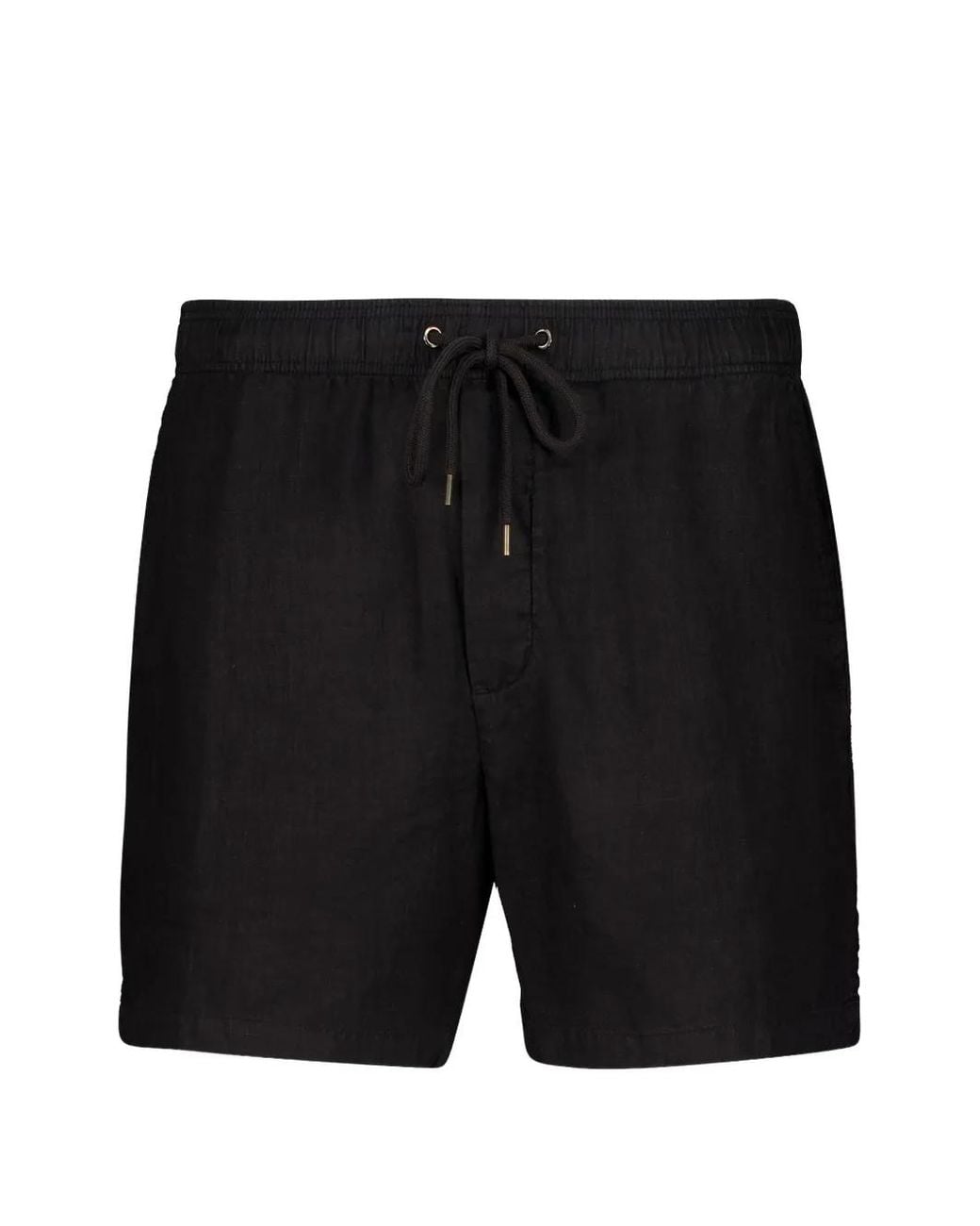 James Perse Black Drawstring-Waist Linen Shorts for men