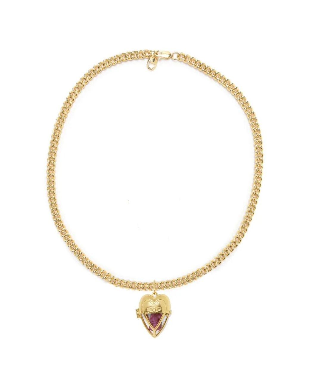CAPSULE ELEVEN Metallic Heart-Pendant Ruby Necklace