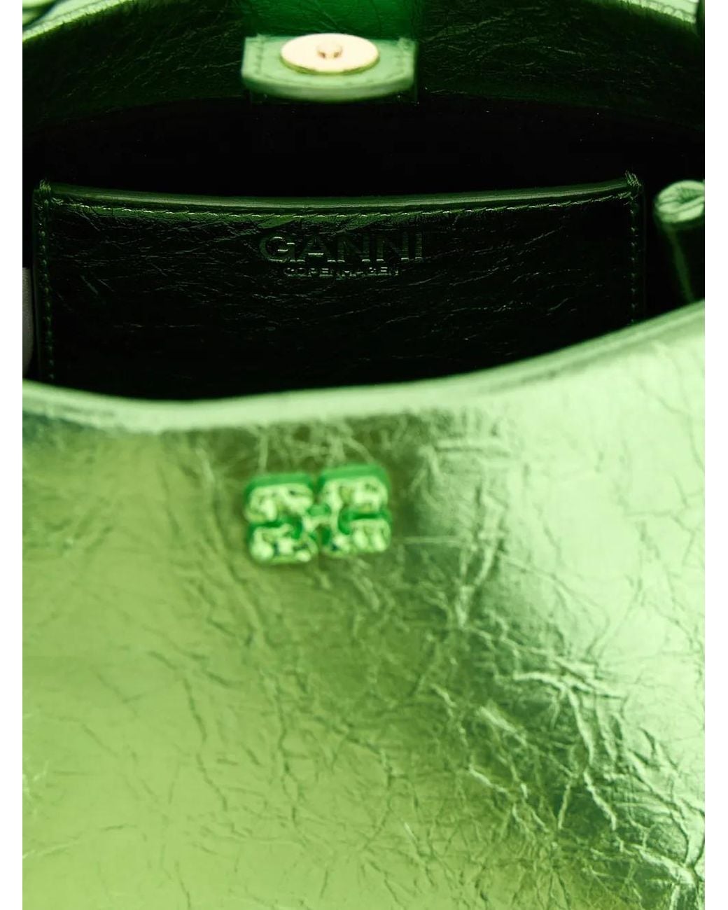 Ganni Green Metallic Mini Bou Bag