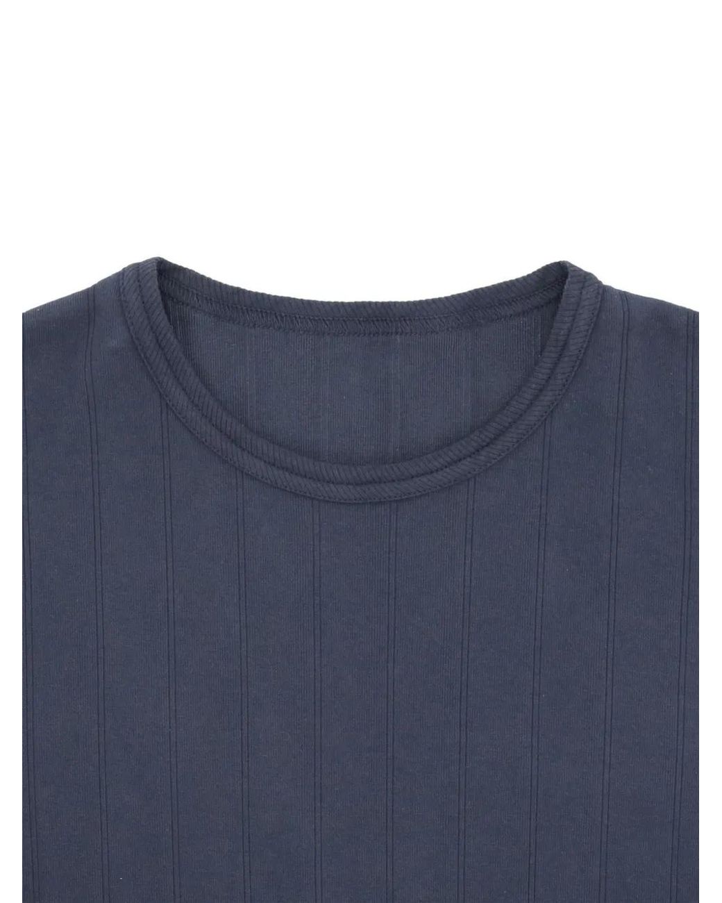 Fortela Blue Tambourine Ribbed Crew-Neck T-Shirt for men