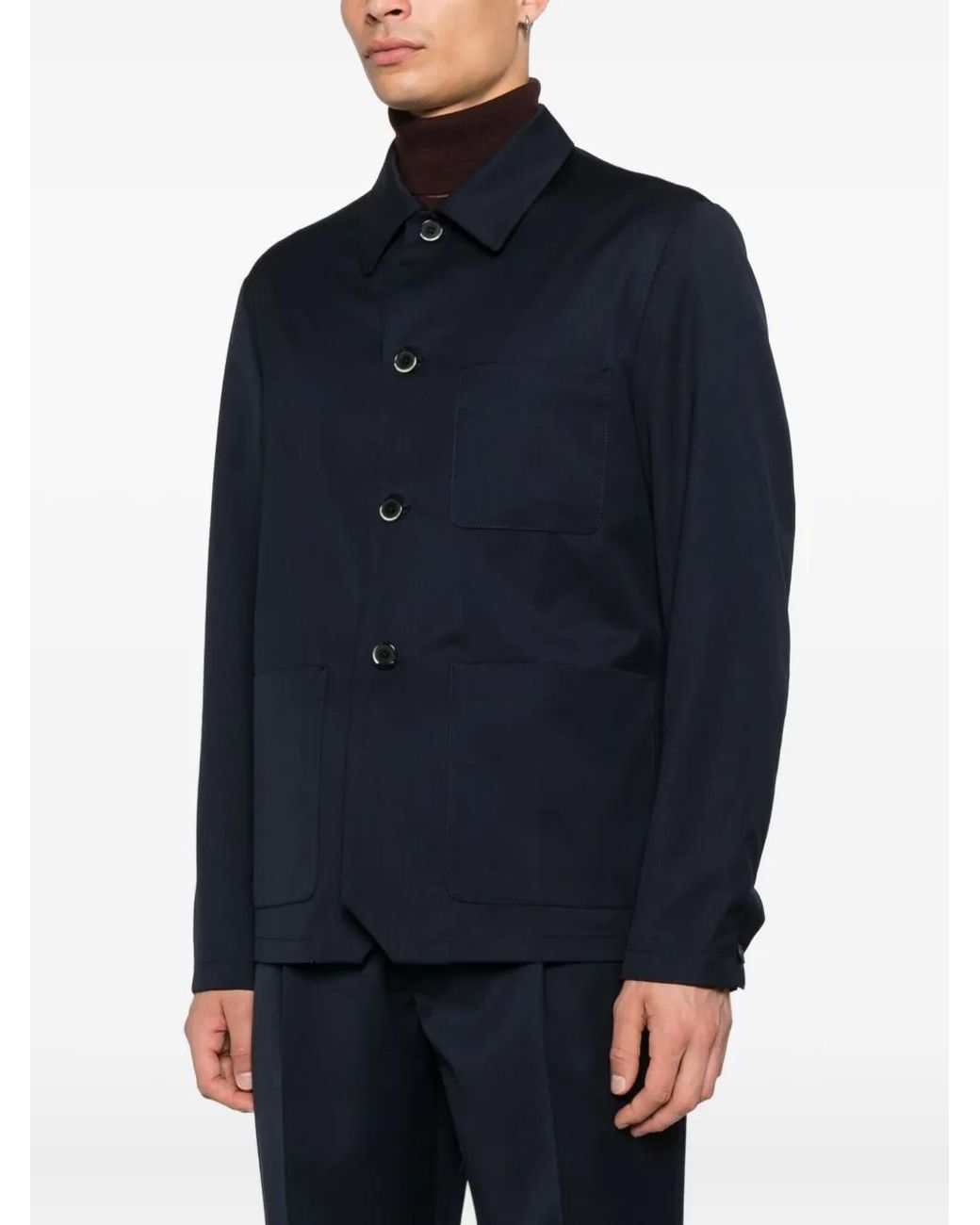 Barena Black Button-Fastening Patch-Pocket Jacket for men