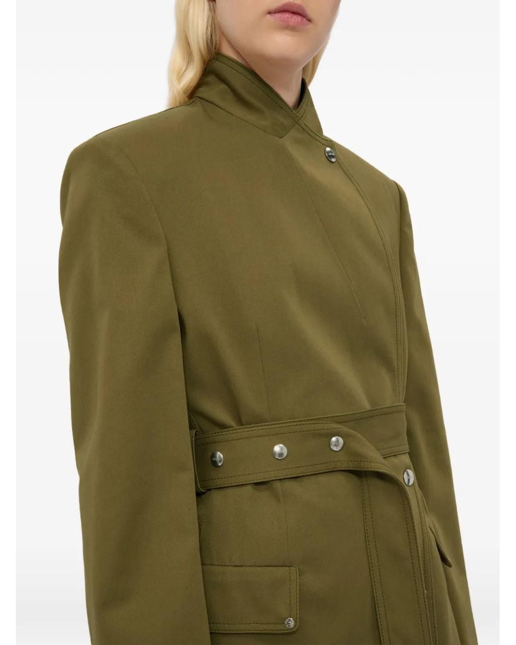 MSGM Green Veste Boutonnée À Taille Ceinturée