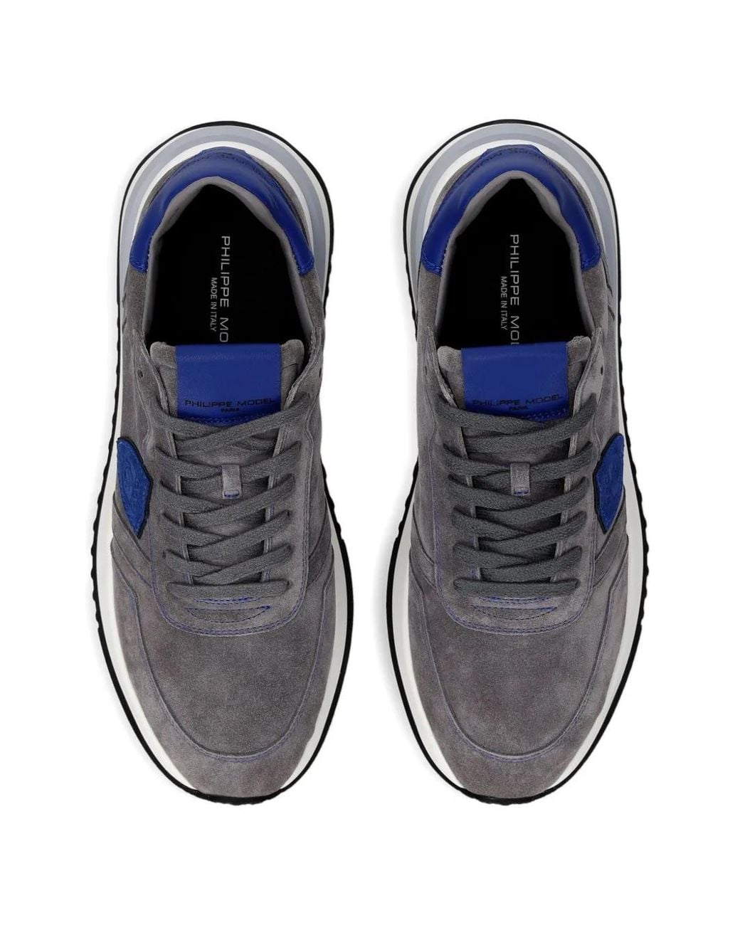 Philippe Model Blue Suede-Panelled Sneakers for men