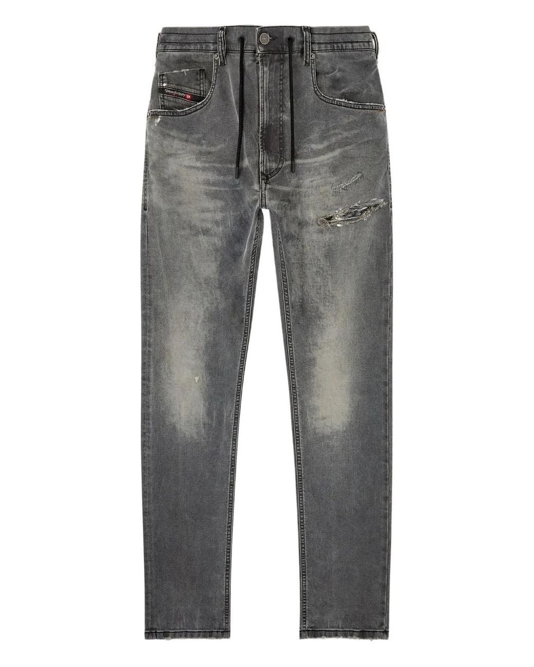 DIESEL Gray D-Krooley Drawstring Ripped Jeans for men
