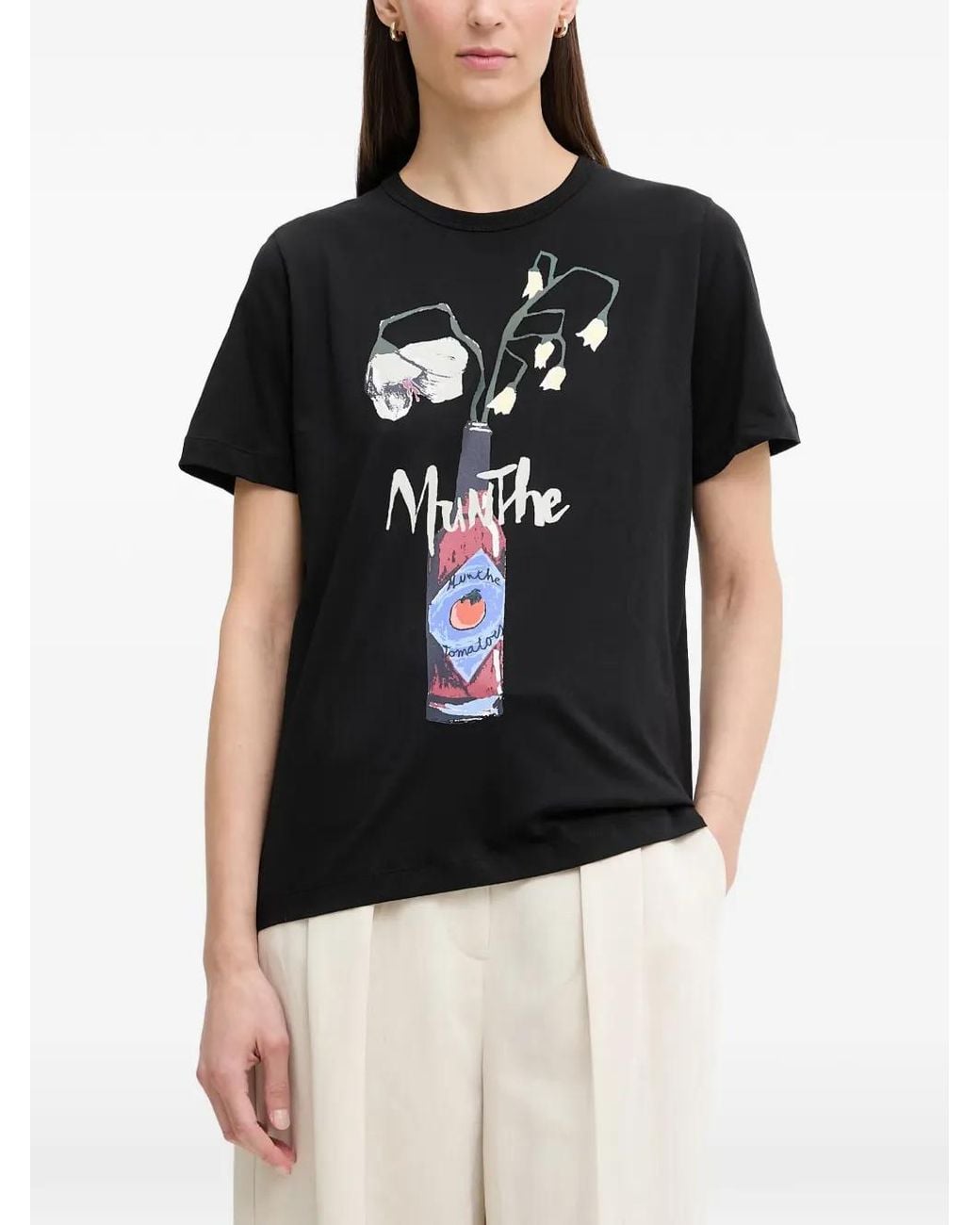 Munthe Black Bilcis Graphic-Print T-Shirt