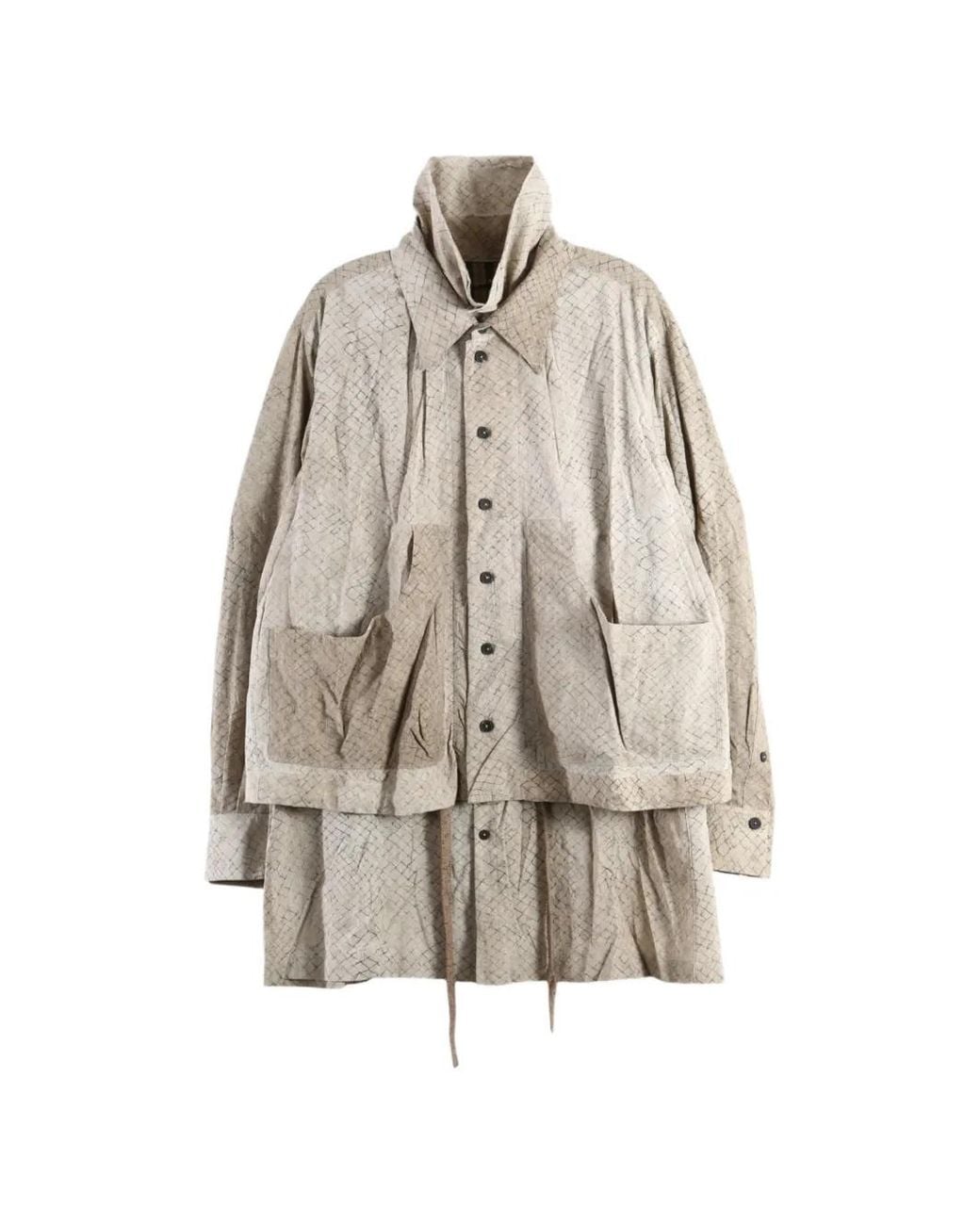 Ziggy Chen Natural Grid-Pattern Layered Coat for men