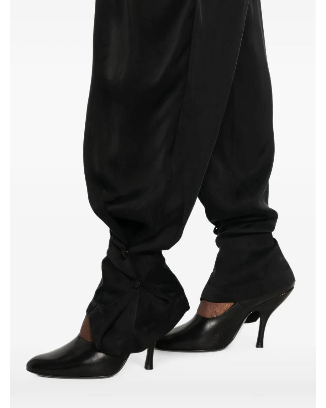 ANDAMANE Black Pleated Ankle-Tie Trousers