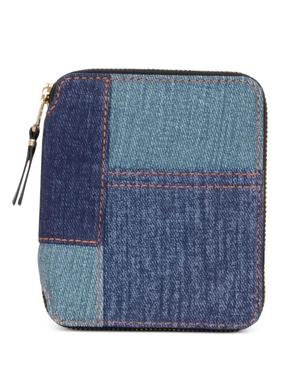 Comme des Garçons Blue Patchwork-Denim Zip-Around Wallet