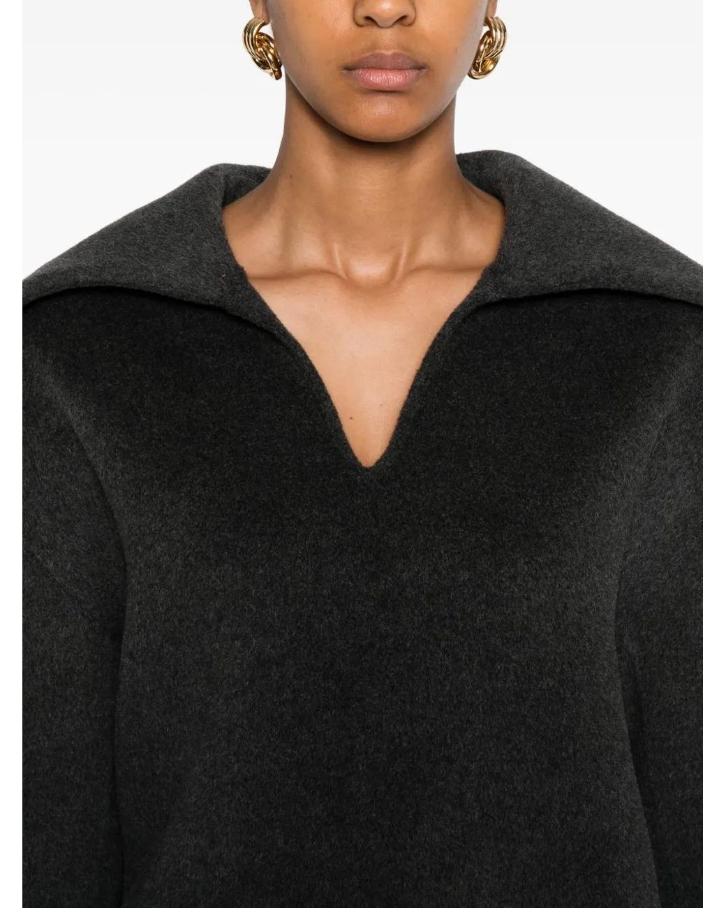 Nanushka Black Oversize-Collar Sweater