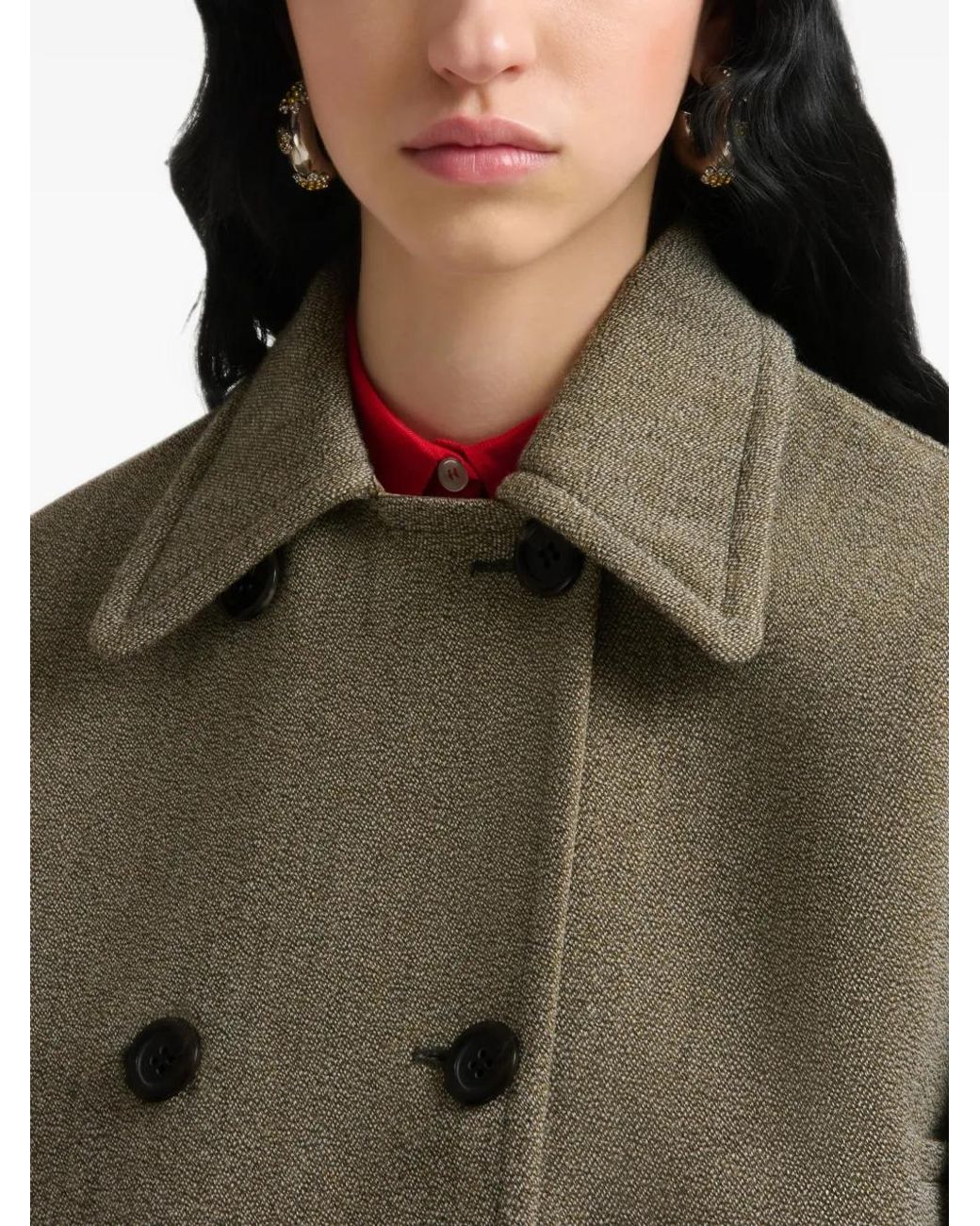 Marni Gray Double-Breasted Tweed Coat