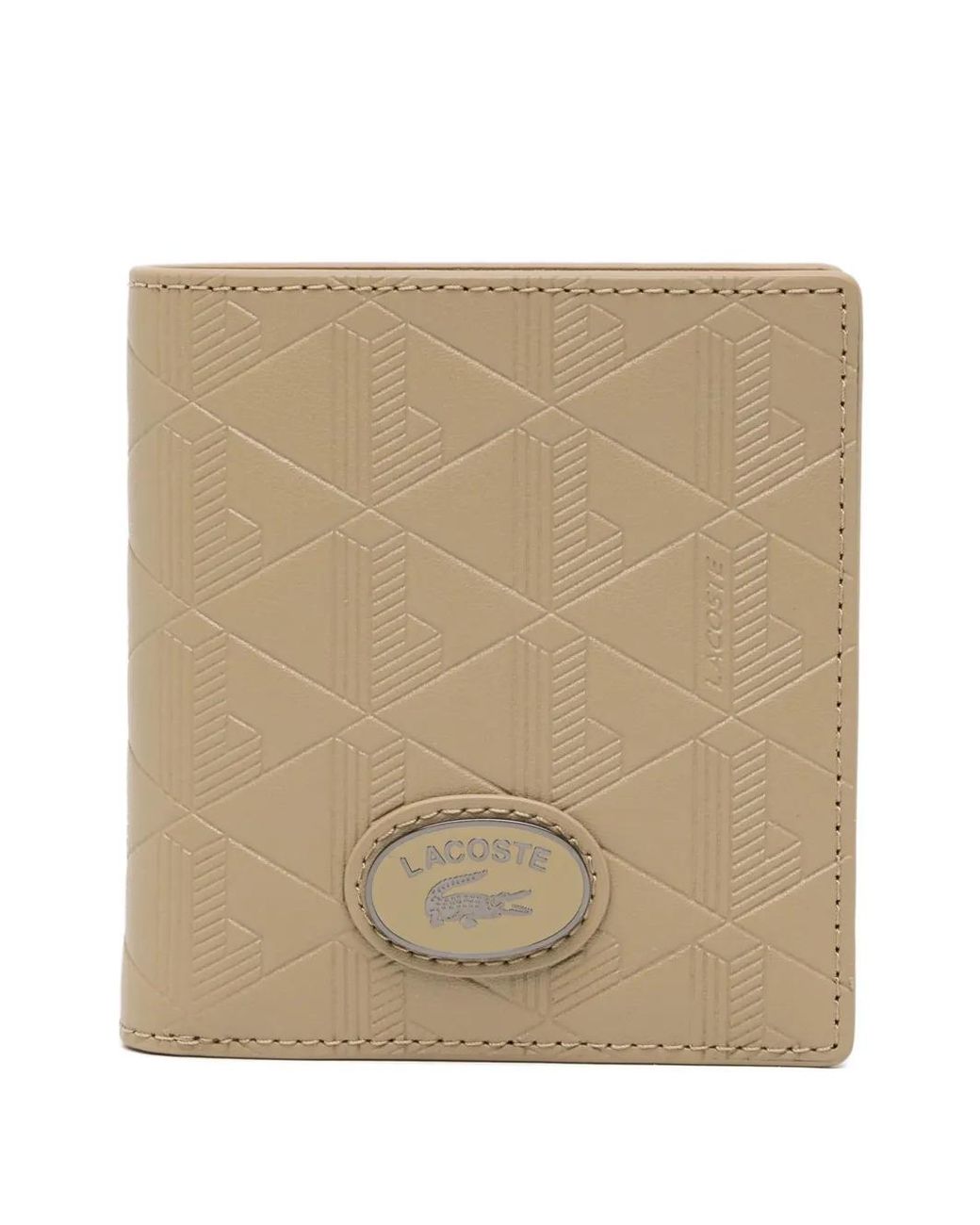 Lacoste Natural Monogram Compact Leather Billfold for men