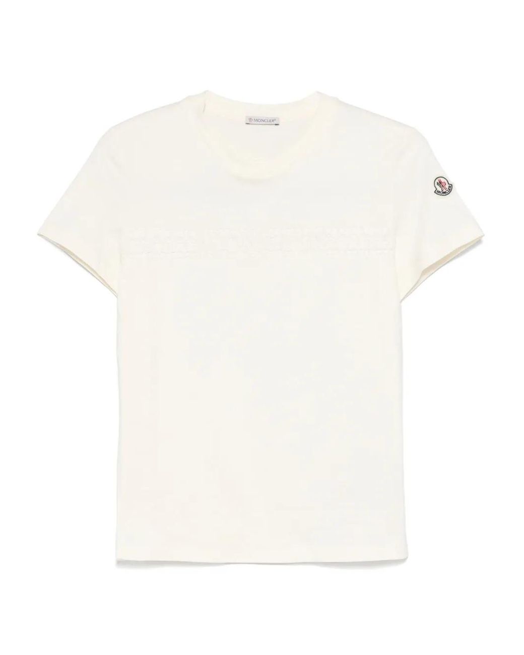 Moncler White Embroidered-Logo Cotton T-Shirt