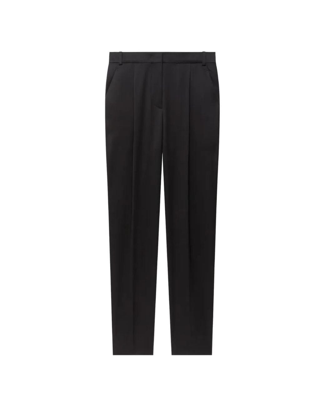Another Tomorrow Black Peg Pleated Trousers