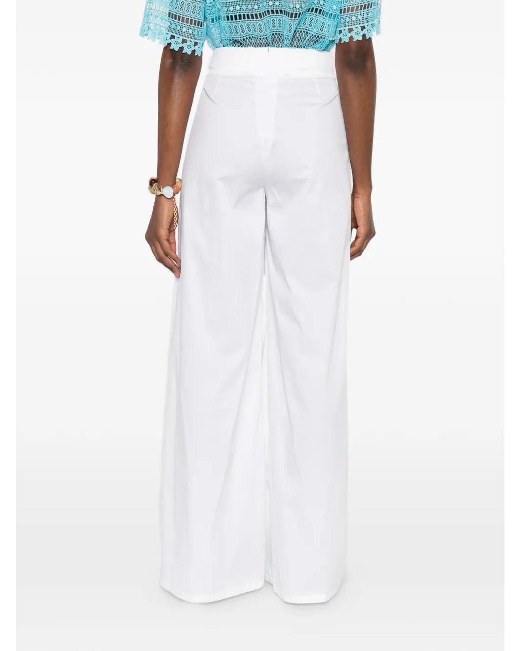 Berwich White Wide-Leg Trousers