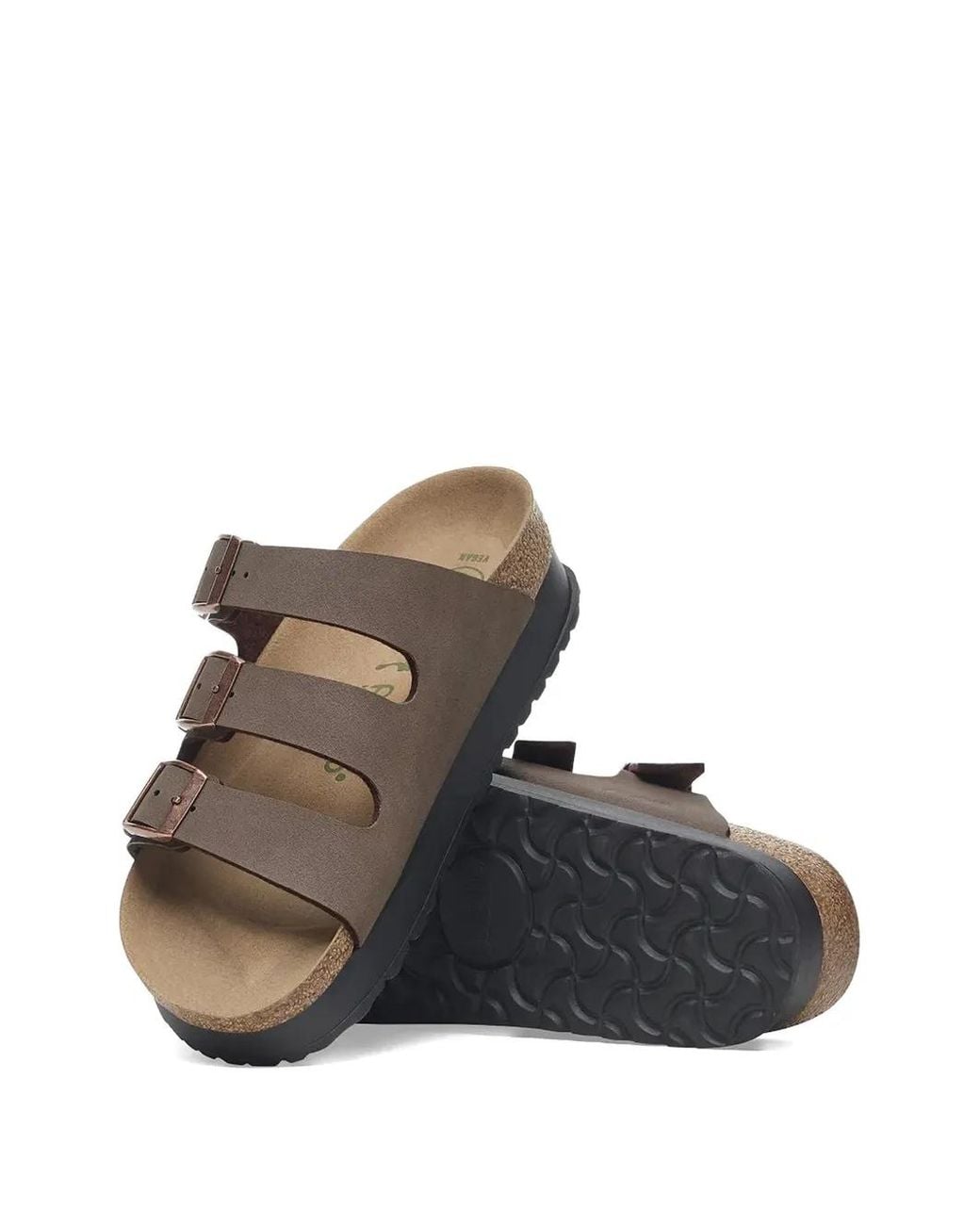 Birkenstock Brown Florida Triple-Buckle Platform Slides
